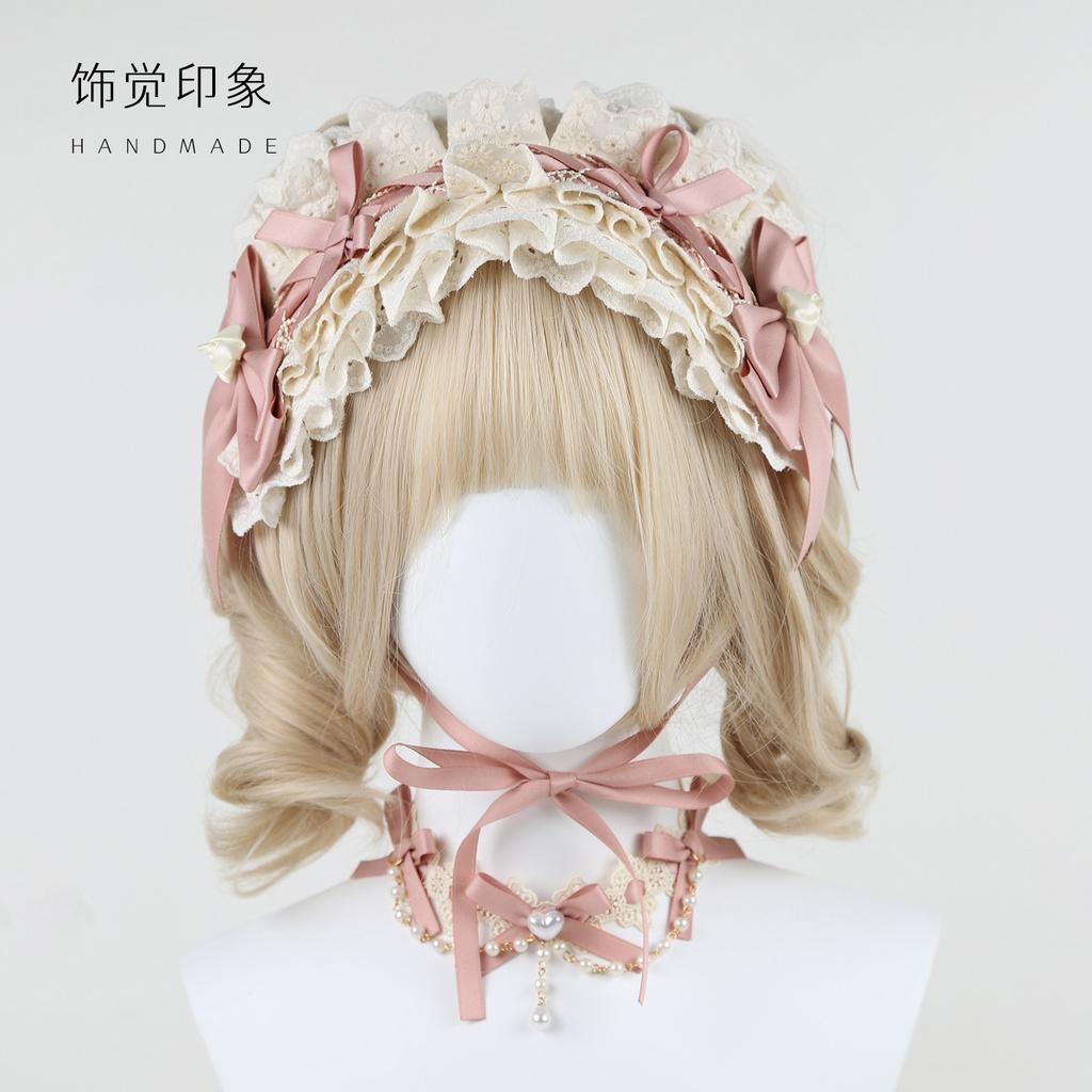 Pink Lolita Ballet Hair Accessories Original Handmade Top Hat Hairpin Necklace Hand Sleeves