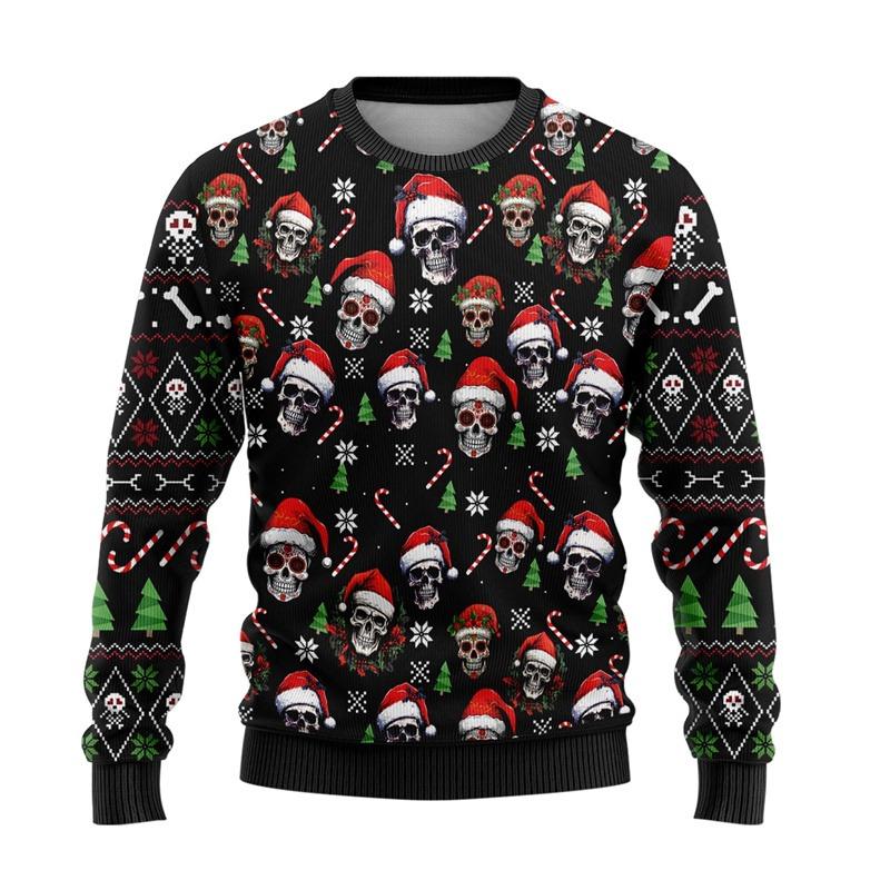 Cute Animal Ugly Christmas Sweater For Men Women Clothes Funny Skull Design Graphic Sweatshirts Casual Crewneck Tops