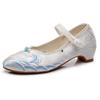 Yunxiao 2023 Spring Low Heel Pointed Toe Embroidered Cloth Shoes for Women