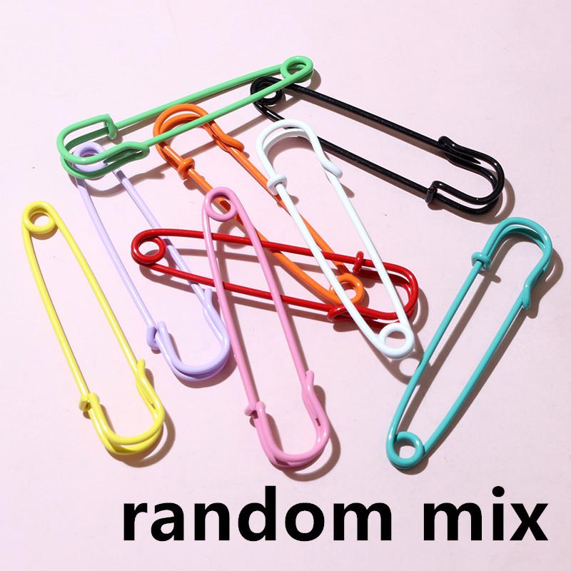 10pcs 50x16mm Safety Pins Brooch Metal Sewing Pins Clothes Pins with 3/5 Loops for Tags DIY Crafts Jewelry Making Findings