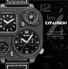 Oulm 1169 Big Dial Analog Luminous Hands Quartz Wrist Watch Clock PU Leather Band Multiple Time Zone Fashion Casual Mens Watch