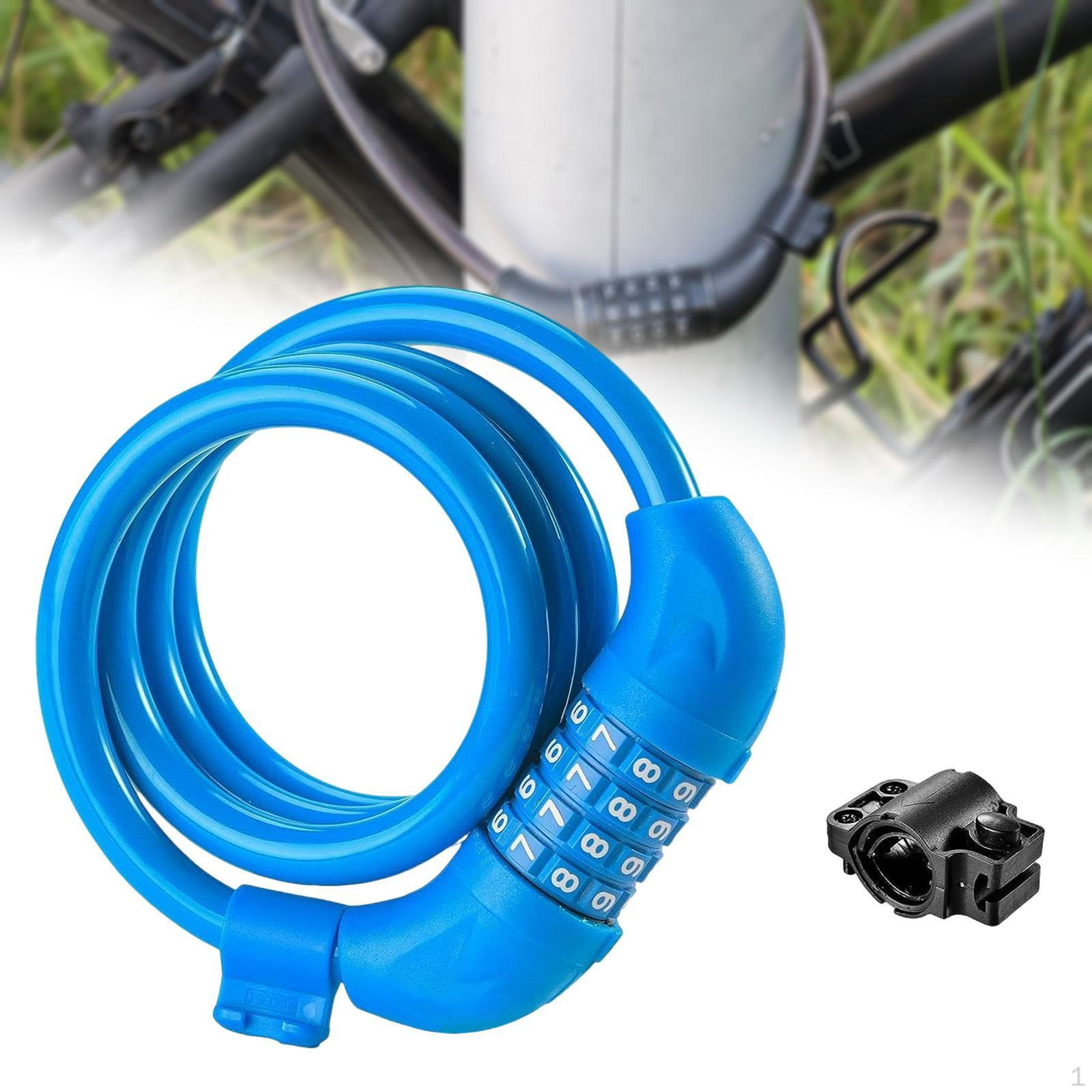 

Велосипедний замок із паролем, 4-значний код для використання на вулиці, довжина 120 см синій