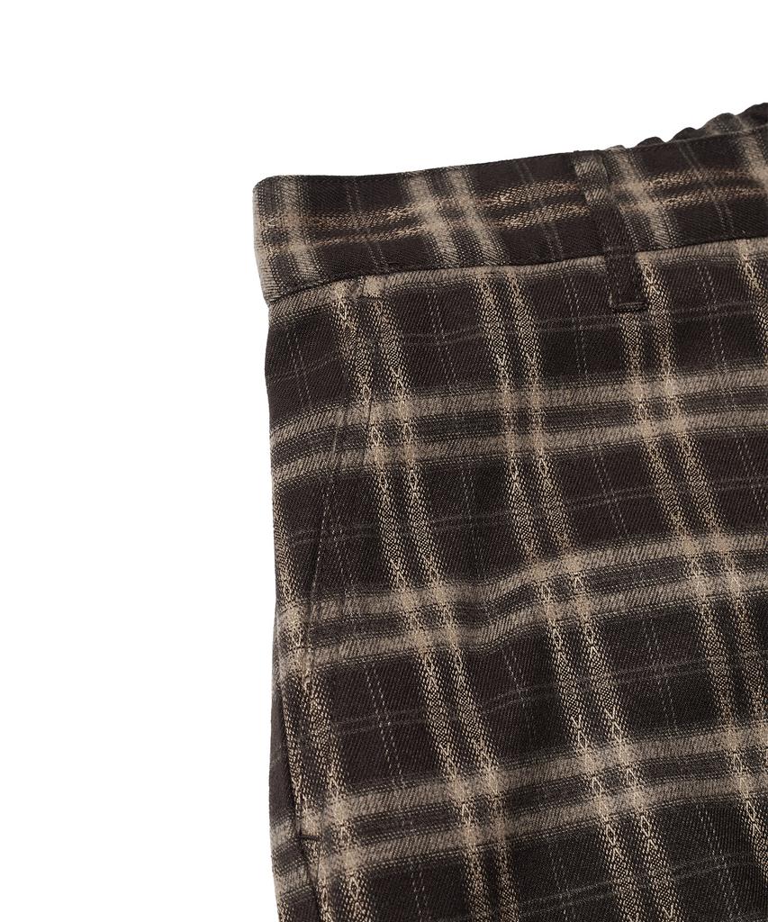 ESFAI Draped Plaid Wide Pants (Brown)