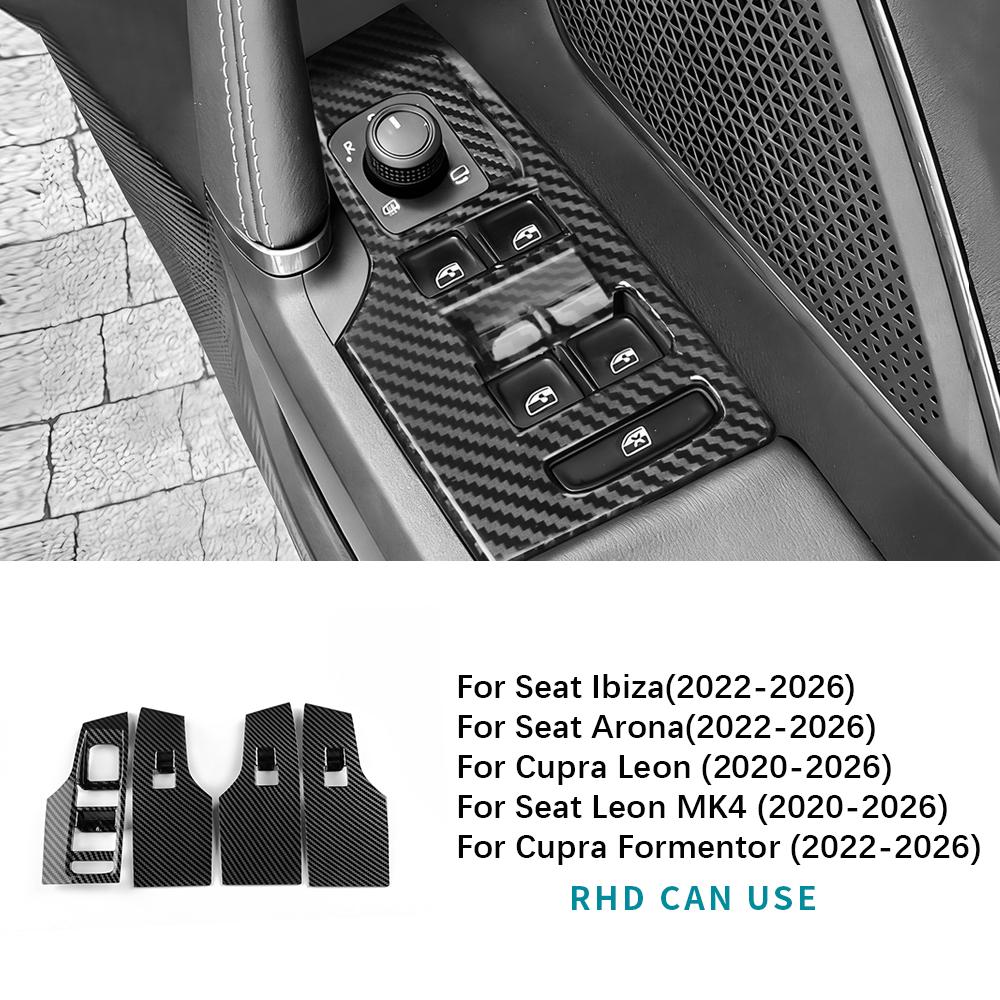 ABS Carbon Fiber For Seat Leon MK4/Cupra Leon/Cupra Formentor 2020-2026 /lbiza/Arona 2025-2026 Car Windows Control Panel Trim
