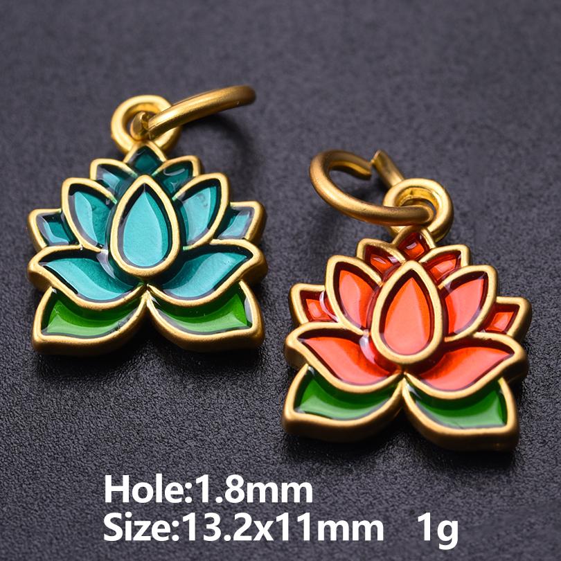Vintage Ethnisch Chinesisch Goldfarbe 5 Stück Emaille Lotusblume Anhänger Für Schmuckherstellung Zubehör Schmetterling Sonnenblume Herz Anhänger