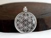 Flower of Life Divine Geometry Flower of Life Crystal Pendant Top In Silver 925