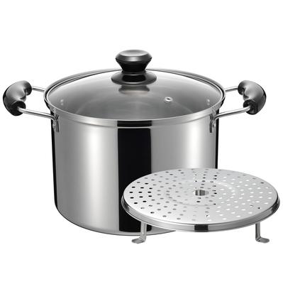 Wahei Freiz Oțel Inoxidabil cu Aburitor/Oală cu Mâner, 22cm, 6.2L, Compatibil Inducție/Gaz, Tavă, RB-3257