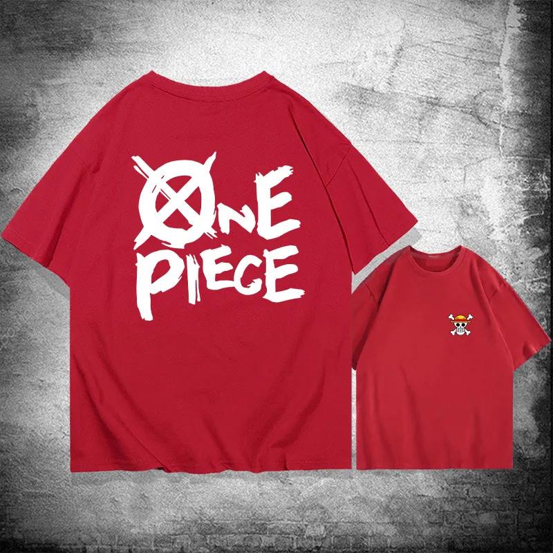 

Japanese Anime ONE PIECE T-shirt Short-sleeved Clothes Round Neck Letter Printing Pattern Printing Men and Women Tide 4XL