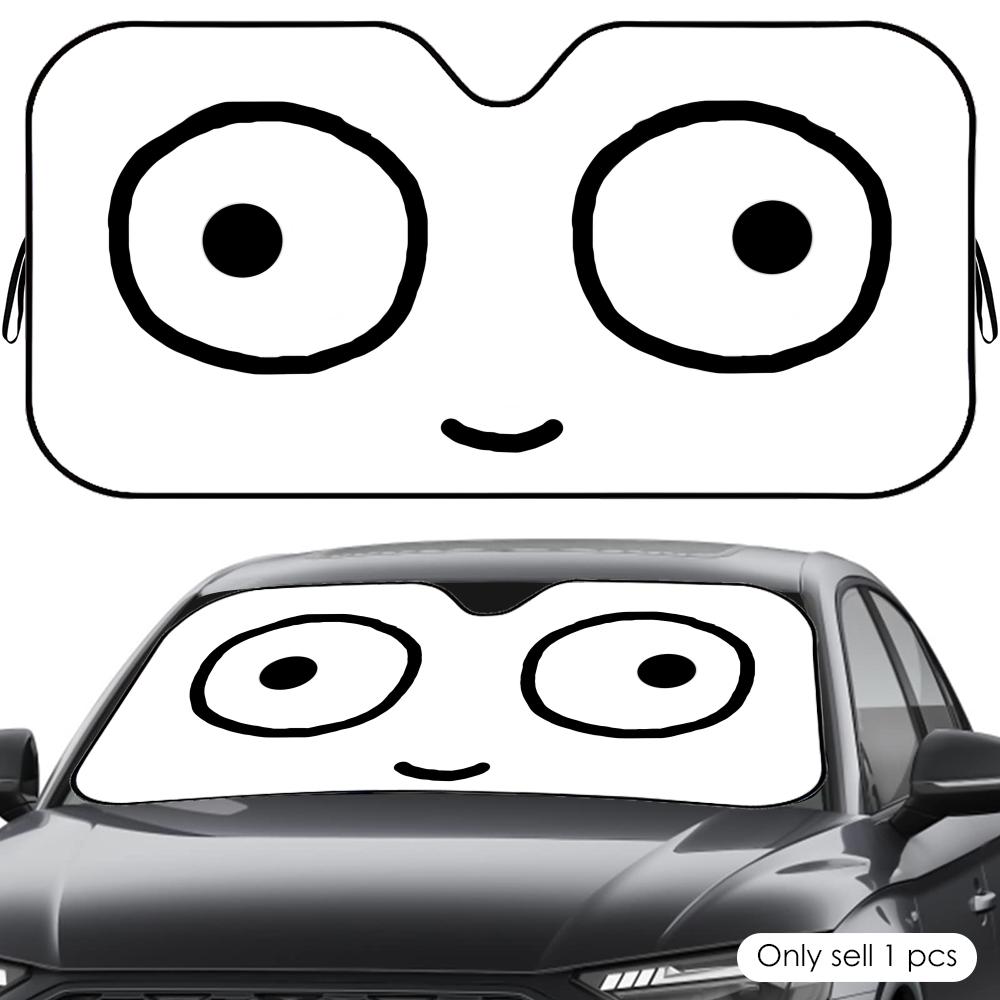 Cute Expression Sun Visor Reusable Aluminum Foil UV Protector Heat Five-Layer Insulation Windshield Sunshades