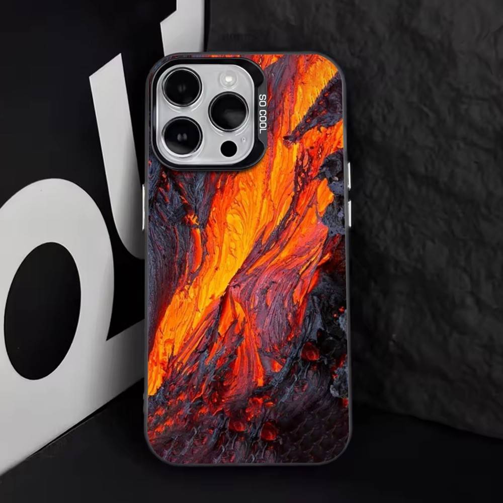 Volcano Phone Case For iPhone 17,16,15,14,13,12,11 Plus,Pro Max,XS,Colorful Silver Phone case Funda Cover