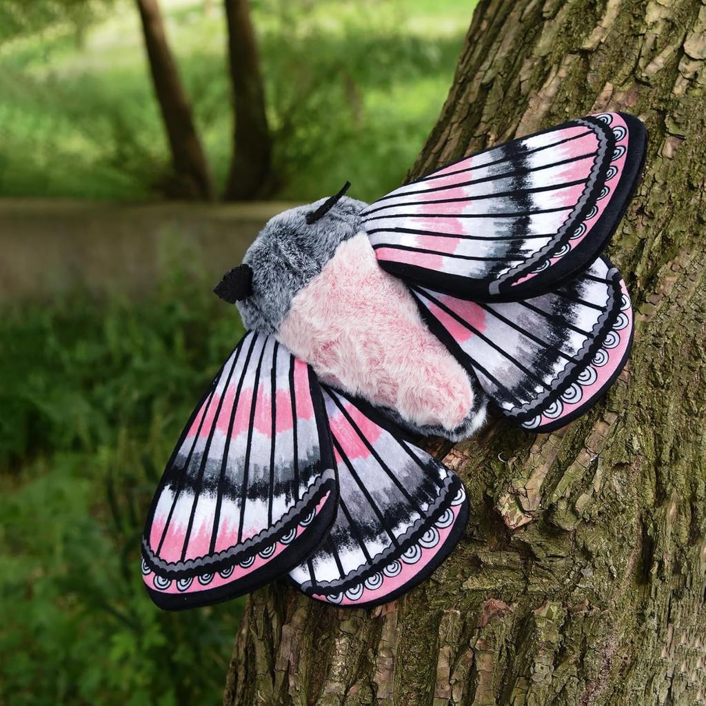 ZHONGXIN MADE Cute Moth Plush Toy, 11-inch Gray Moth Stuffed Animal, Handmade Large Moth Insect Plush Model Toy, Unique Kids Plush Toy Gift Collection