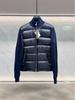 Men's High-Quality Wool Knit Down Jacket with White Duck Down Patchwork, Warm Outerwear for Autumn/Winter