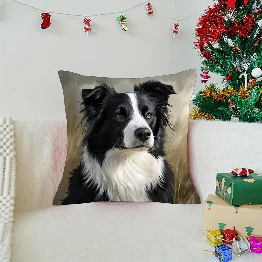 1 Stück Border Collie Kissenbezüge Schlafzimmer Sofa Quadratischer Kissenbezug Wohnzimmer Stuhl Kissenbezüge Innen Hausdekoration Geschenk