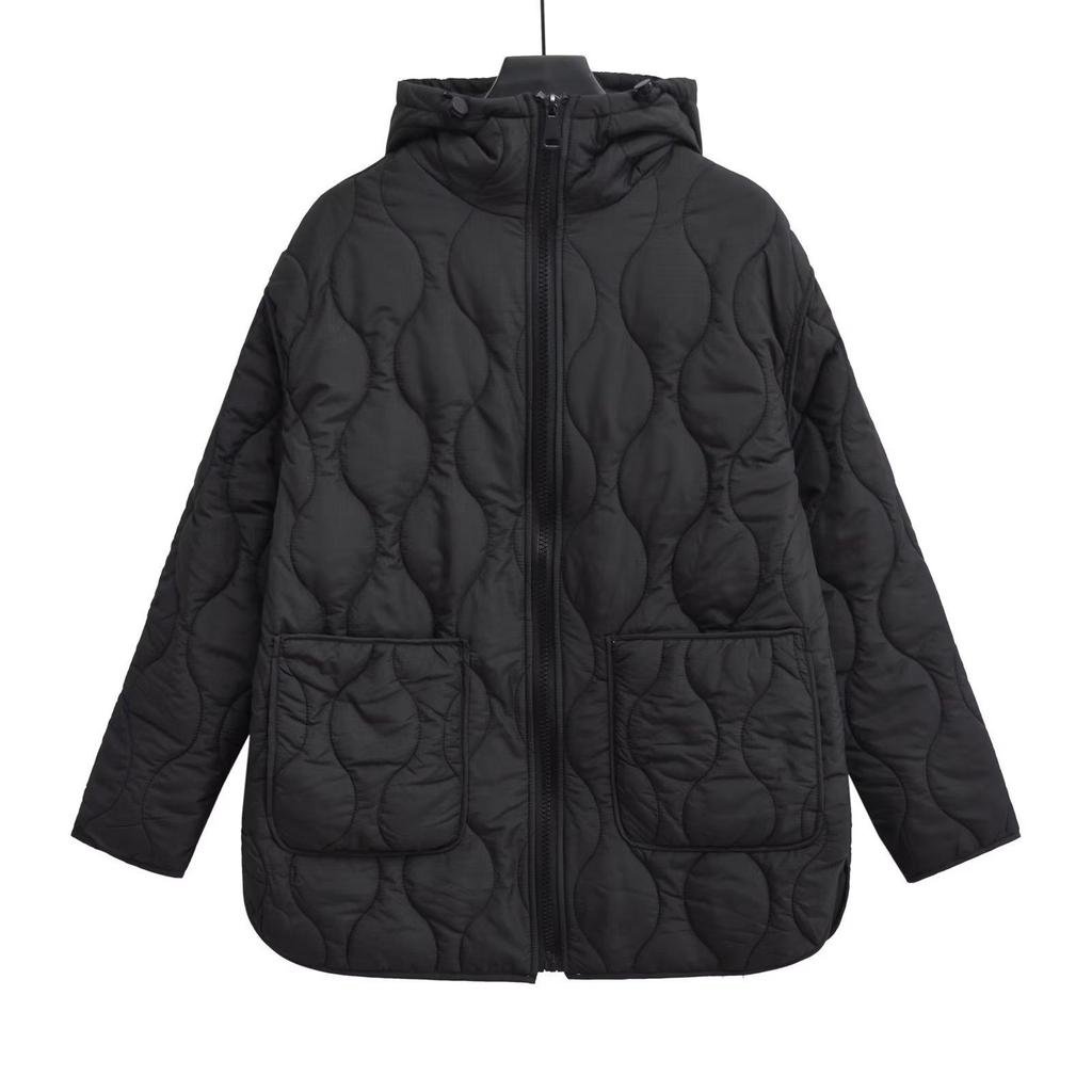 Autumn Winter Product Women's New Fashion and Casual Versatile Stand Up Collar Hooded Jacket Cotton Coat