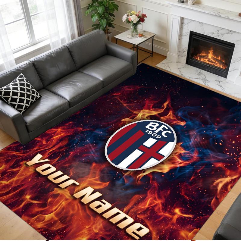Crystal Velvet Rug Custom Name Text, Soft Non Slip Floor Mat Home DecorBologna FC
