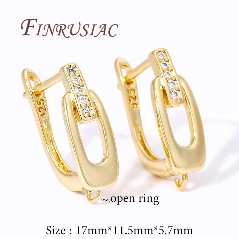 

18K Gold Plated Earwires Fastener Earring Fixtures Accessories For Earrings Brass Zircon Earrings Hook Clasp Findings For DIY 1 pair
