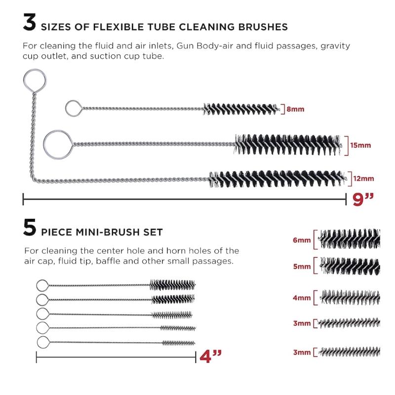 23Pcs Paint Spray Guns Cleaning Maintenance Brush Kit Cleaner Mini Brushes and Needles for Airbrush Nozzles Repair Tool