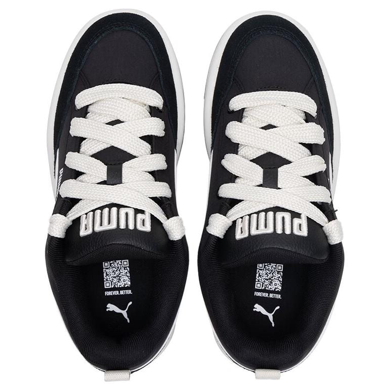 PUMA Park Lifestyle Textile, Split Cow Leather Abrasion Resistant Low top Skateboard Shoes Unisex Black White 397495-01