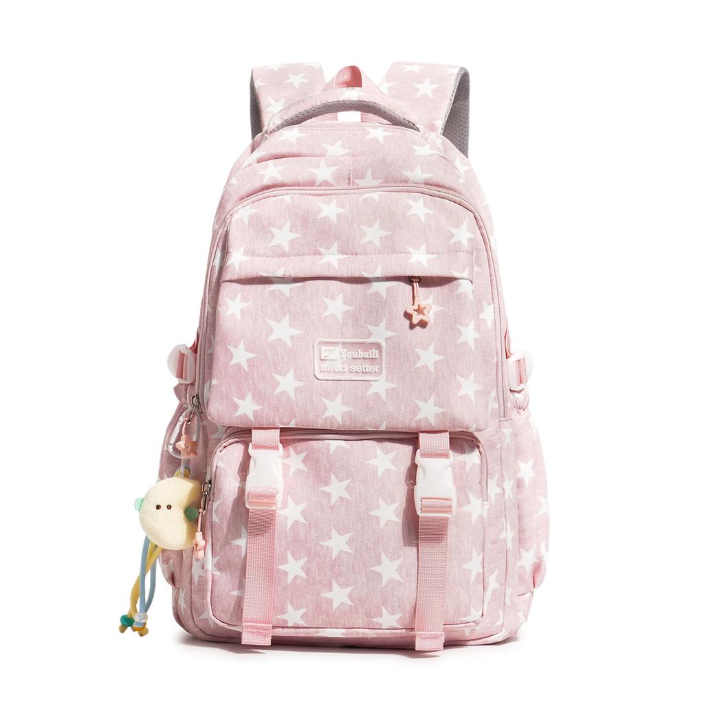 Schoolbag Wholesale Starlight Fog Ash and Polka Dot Star Backpack Junior High School Student Light Commuter Large Capacity School Bag Women's Backpack