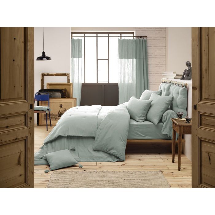 Housse de couette - Gaia - Double Gaze de Coton - 240 x 260 cm - Eucalyptus - Lavable