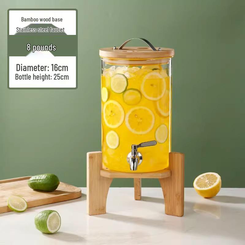 Glass Beverage Dispenser: High-Temperature Resistant Lemonade, Tea, and Juice Container