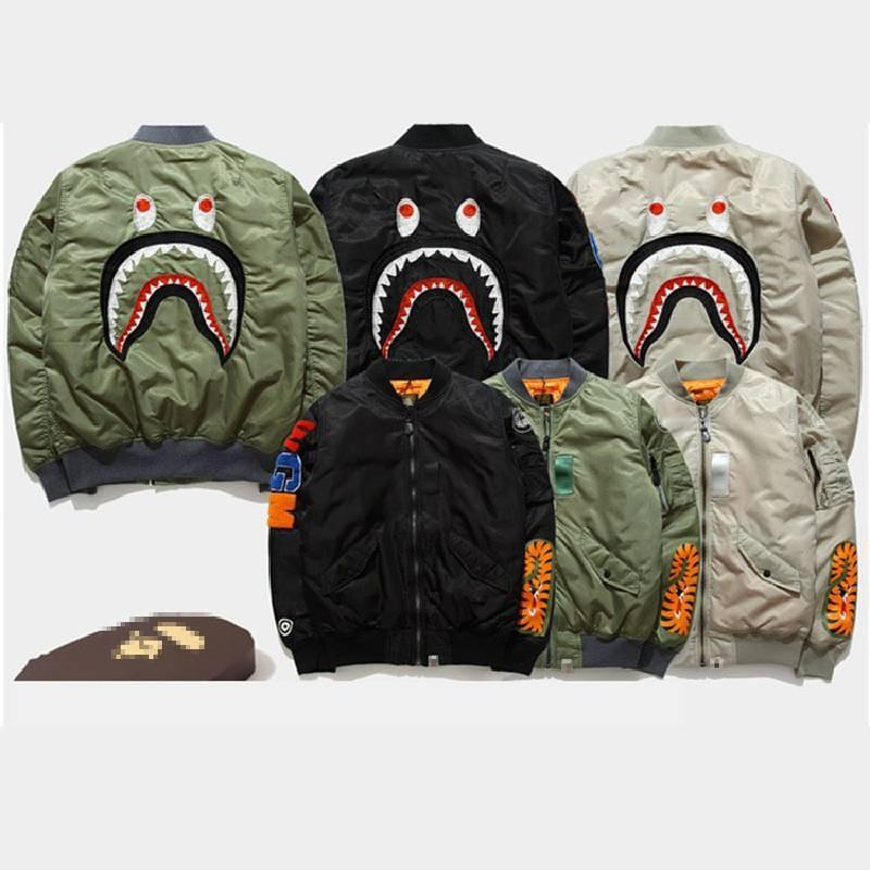 Shark Pilot Jacke für Herren Bestickt Camouflage Streetwear Warmer Mantel für den täglichen Gebrauch
