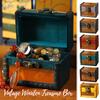 1pc Medieval Retro Jewelry Storage Box Wooden Treasure Jewelry Container Trinket Decor Box Props Pirate Jewelry Display Case