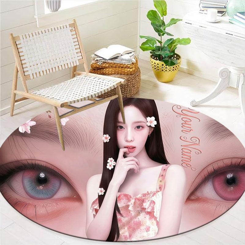 Blackpink Custom Name Round Area Rug,Carpet Rug for Living Room Bedroom Sofa Playroom Decor,Non-slip Floor Mat