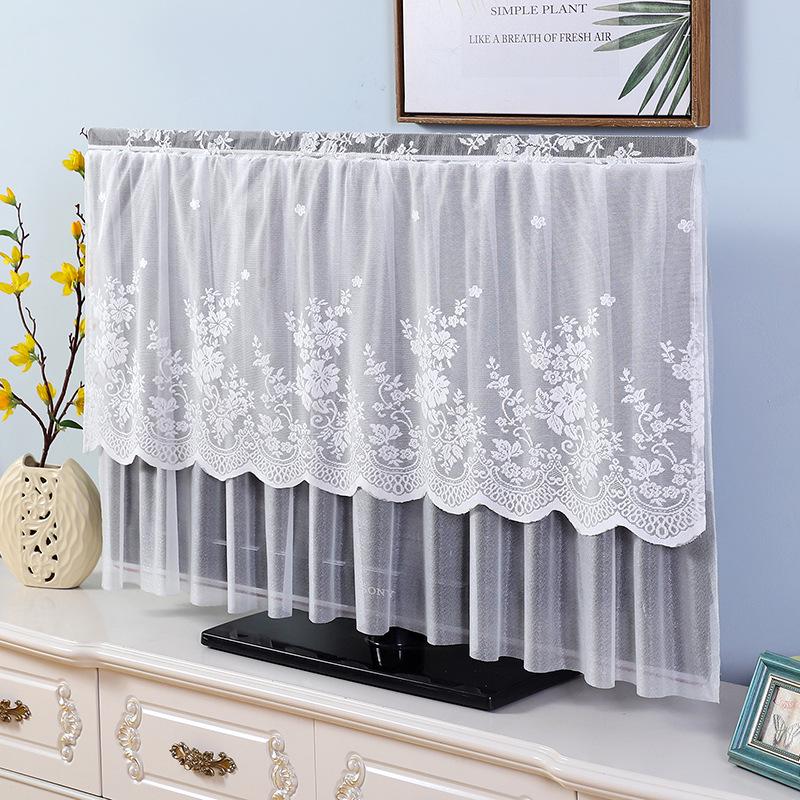 Universal 55-Inch Curved LCD TV Dust Cover with Lace Trim