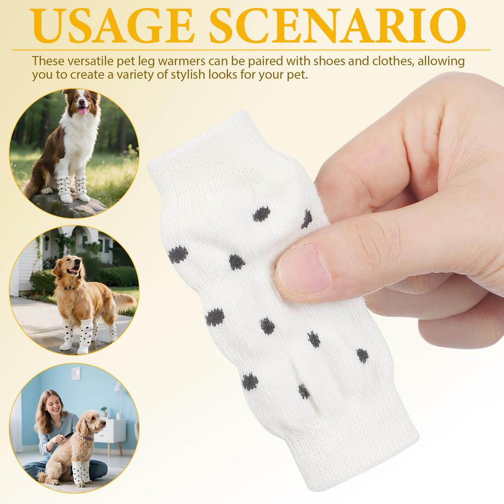 4Pcs Pet Leg Sleeves for Dogs Warm Breathable Cotton Leg Warmers Cold Weather Protection Elastic Fit Dog Elbow Cover Stylish Pet