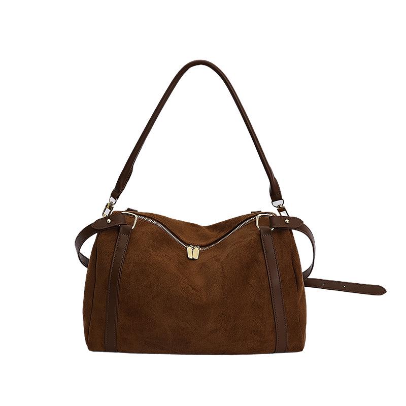 Retro Frosted Boston Women's Large Capacity Tote: Autumn/Winter Shoulder & Crossbody Bowling Bag