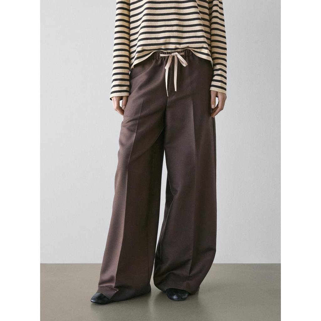 Masimodutti Wool Blend Contrast Drawstring Pants