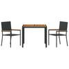 Garden Dining Set 3 pcs Black Poly Rattan