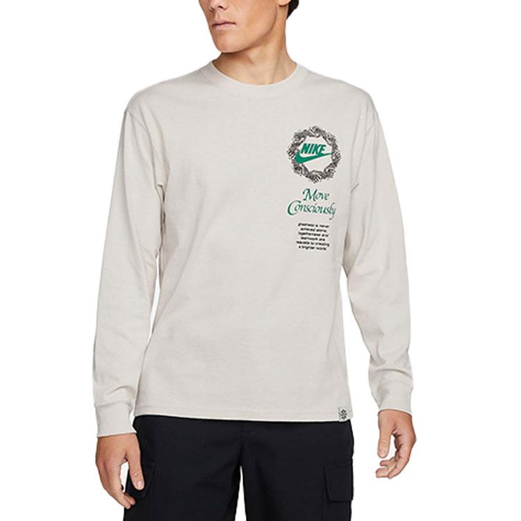 Nike T Shirts Men's Light Bone Crew Neck Moderate Straight Fit DN5141-072