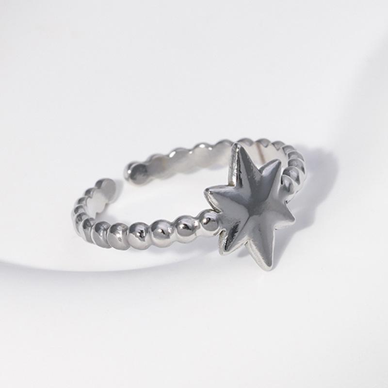 European & American Fashion Star Open Ring - Women s Stainless Steel Eight-Pointed Star Titanium Jewelry.