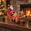 Small Sleigh Figurine for Shelves Christmas Santa Highland Cow Figurine, Resin Claus Hand Painted Winter Wonderland Collectibles Tabletop Decoration
