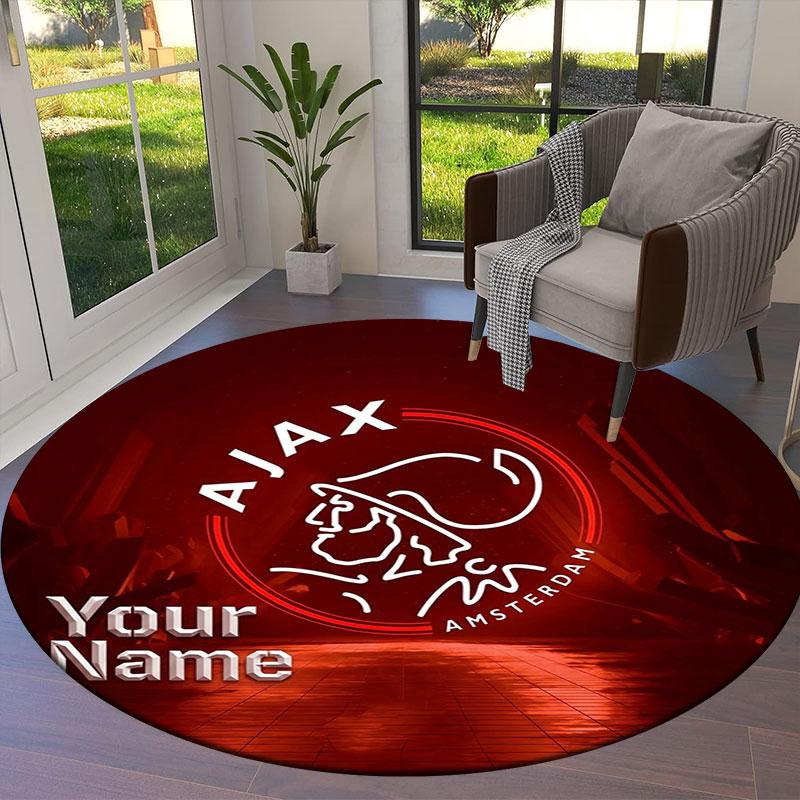 AFC Ajax Custom Name Round Area Rug,Carpet Rug for Living Room Bedroom Sofa Playroom Decor,Non-slip Floor Mat