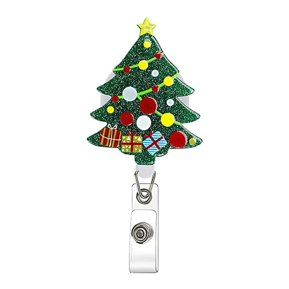 

Выдвижная катушка для бейджа на рождественскую тематику для удостоверения личности медсестры, держатель для бейджа на работу, зажим для проездного на автобус, катушка с зажимом для рукава Style 8