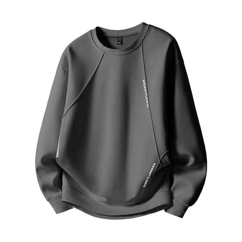 8XL Men's Casual American Style Hoodie: Round Neck, Long Sleeve Pullover for Spring and Autumn.