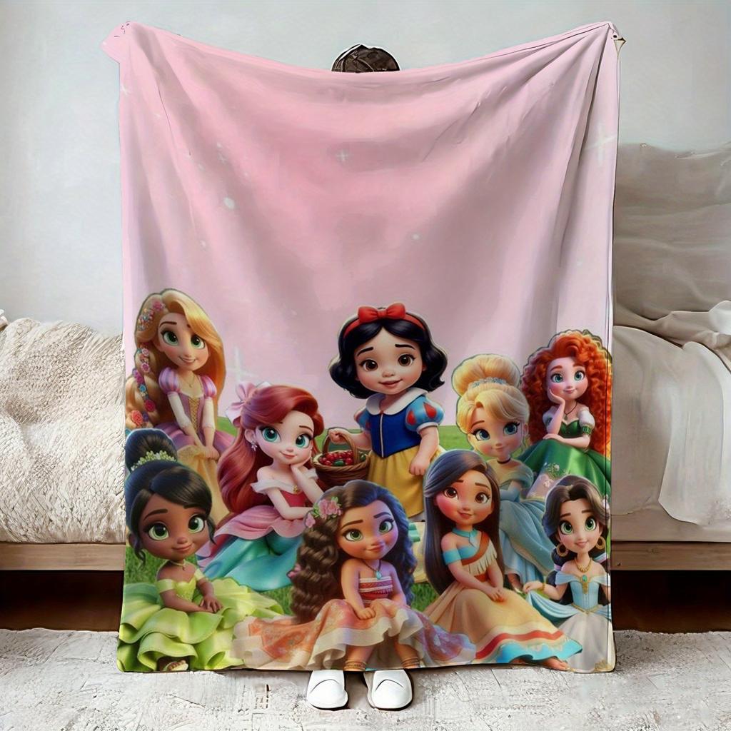 Die Disney Prinzessinnen Themen Decke Superweich mit Niedlichen Cartoon-Drucken Bequem Familie Reisen Sofas Betten Geschenk Prinzessinnen-Fans