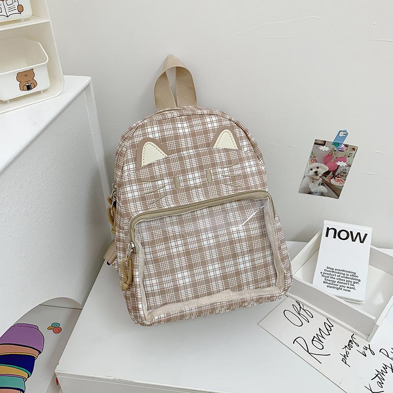 Schoolbag Versatile Literary and Artistic Transparent Pain Bag Female Contrasting Color Backpack Student Schoolbag Cute Transparent Window Lightweight