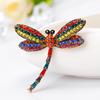 Retro Refined Brooches Insect Dragonfly Shape Colorful Shimmer Rhinestone Breastpin for Women Girls' Xmas Gift