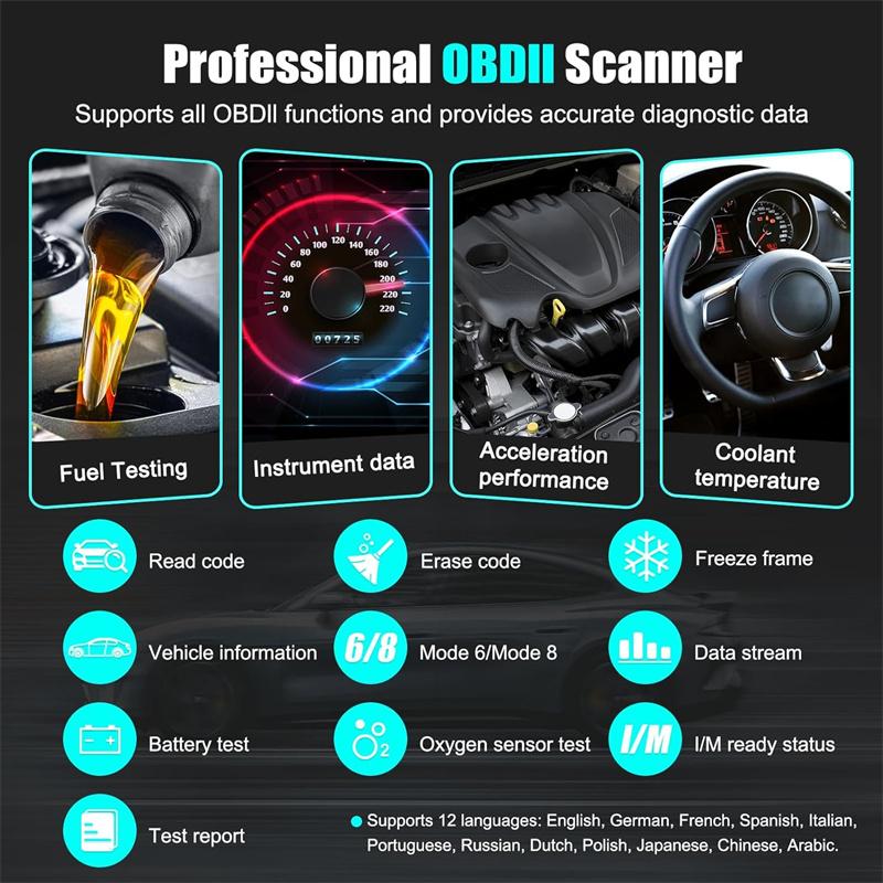 Car 2 Diagnostic Tools Fault Code Clear Auto Ii Battery Tester Code Reader Check Engine System Read Vehicle Information