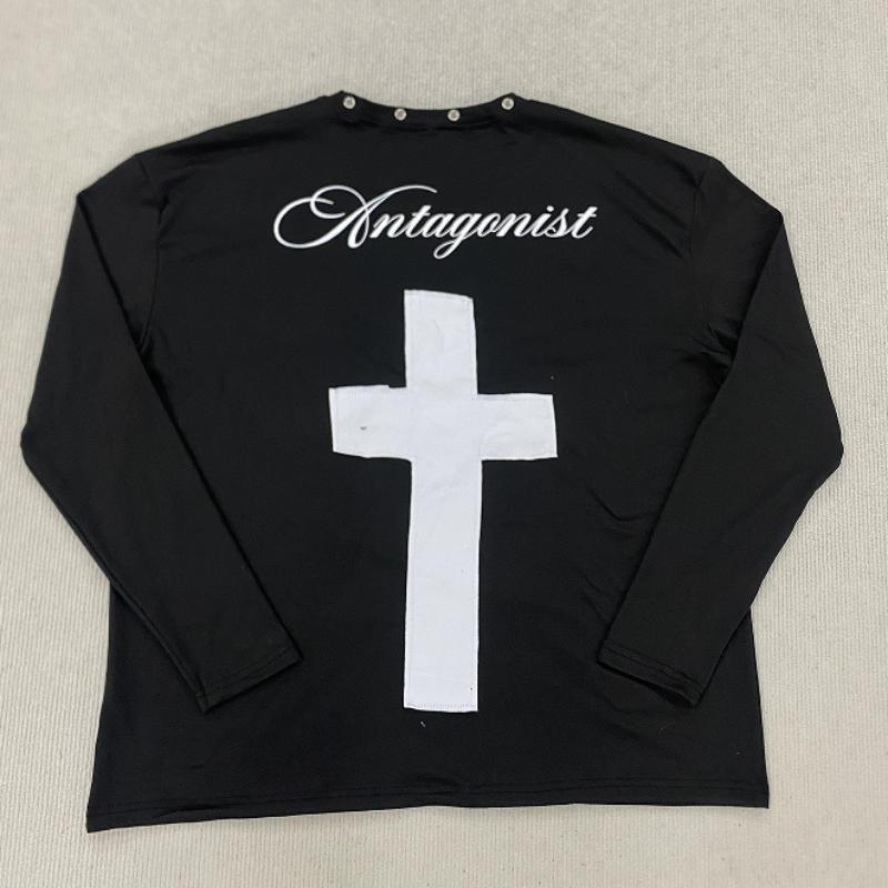 European and American Y2K Street Harajuku Gothic Design Cross Patch Long Sleeve T-shirt