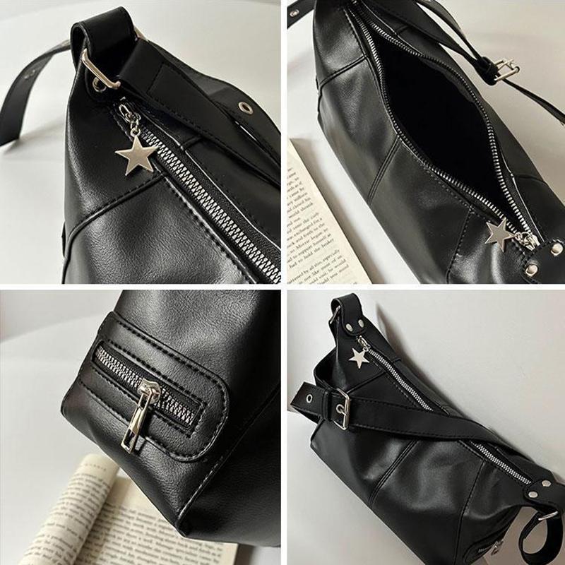 Koreansk Gotisk Stjärntjej Svart Handväska Harajuku Estetisk Vintage Axelremsväska Trendiga Dam Messenger Tote-väskor