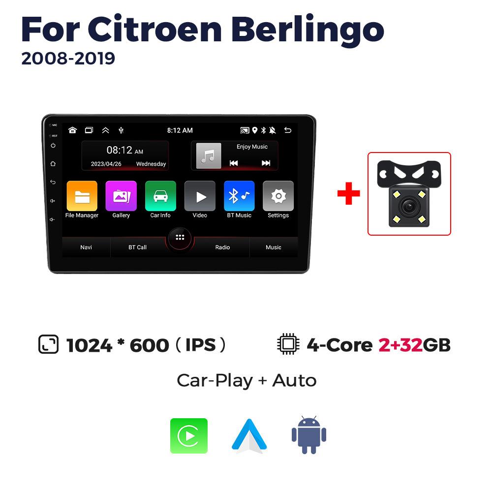 Car Radio 2 Din Stereo For Citroen Berlingo 2 B9 Peugeot Partner 2008-2018 Android Auto Multimedia Player Carplay GPS Navigation