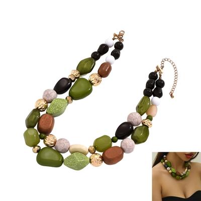 Bohemian Hanger Ketting Met Meerlagig Steen Detail, Kralen Sleutelbeen Ketting Casual of Feest Sieraden Cadeau