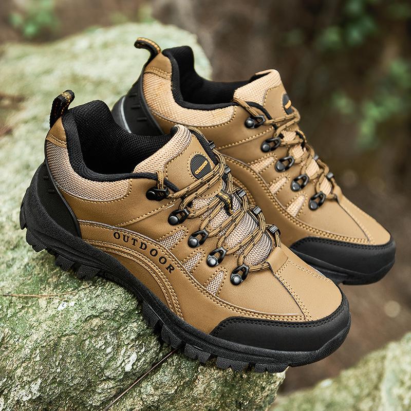Extra large size low-top lace-up wear-resistant sports outdoor hiking shoes leather surface casual shoes tooling shoes men's shoes 49
