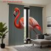 2pcs Flamingo Print Curtains - Vibrant Pink & White Flamingo Design   Semi-Transparent Polyester Fabric   Rod Pocket for Easy Hang