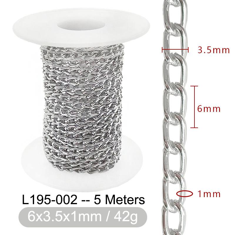 5M Metal Aluminum O-Shaped Chains Twist Chain for DIY Necklace Bracelet Jewelry Making Clothing Bag Component Accessory Supplies
